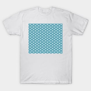Teal Blue and White Heart Pattern T-Shirt